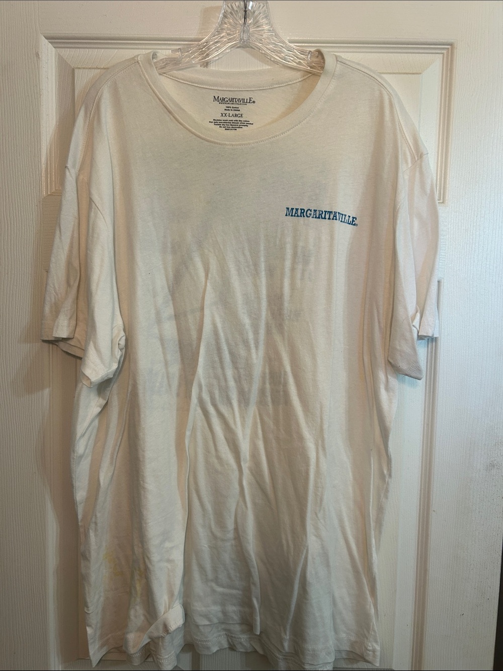 Margaritaville Cream Short-Sleeve Tee with Blue Logo